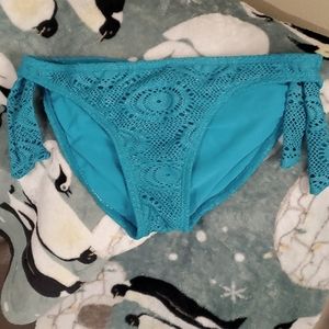 Teal bikini bottom with fuex side ties